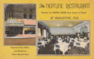 Florida Postcard - " The Neptune Restaurant ".  St.  Augustine/
