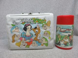 1975 Walt Disney Snow White & Seven Dwarfs Vinyl Lunchbox & Thermos C 8
