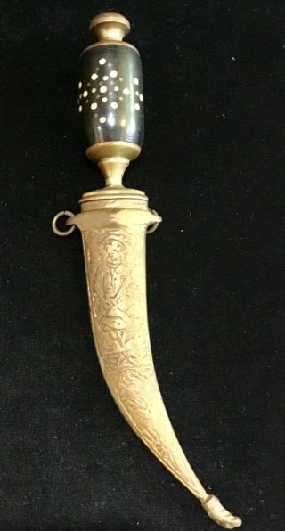 Antique Syrian Kris Dirk Stiletto Dagger Keris Knife W/ornate Blade & Sheath