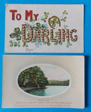 SET OF SIX VARIOUS DESIGN VINTAGE POST CARDS WITH ONE - CENT STAMPS 1909 - 1913 2