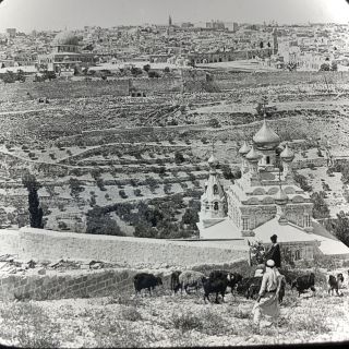 Vtg Magic Lantern Glass Slide Photo Keystone View Of Jerusalem Mosques Pales