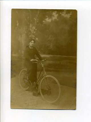 France,  Bellerive - Sur - Allier,  Rppc Real Photo,  Woman On Bicycle,  1919,  Read Msg