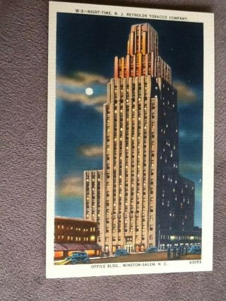 Winston - Salem,  Nc Night Time View Of Rj Reynolds Tobacco Company 1930 - 40 