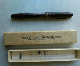 Conway Stewart 15 Pink Red Vintage Pen Nib Ink 14 Ct Gold