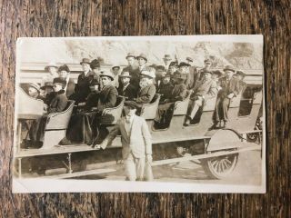 1915 Real Photo Postcard People On Sight Seeing Bus Los Angeles California