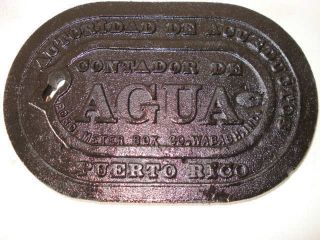 Puerto Rico San Juan Old City Agua Cast Iron Water Meter Box Cover Oem 6.  5x10 "