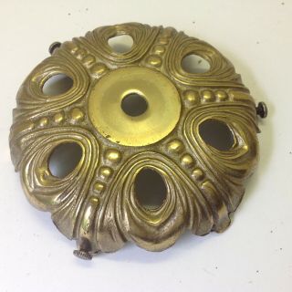 Fancy Solid Cast Brass 4 " Fitter Lamp Shade Holder Ring Gas Light Or Electr