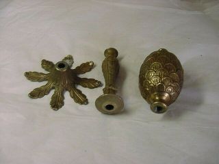 3 Vintage Ornate Solid Brass Spacers Chandelier Lamp Parts -