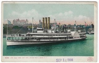 Vintage Postcard,  The Hudson River Day Line Steamer,  York,  1908