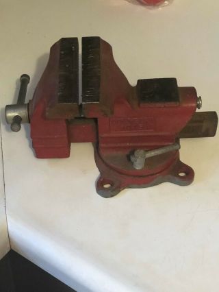 14 Lb Vintage Columbian 4 1/2 " Jaw Swivel Bench Vise W/ Pipe Jaws - Anvil