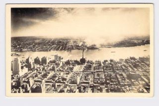 Rppc Real Photo Postcard York City View From Empire State Building Bird 