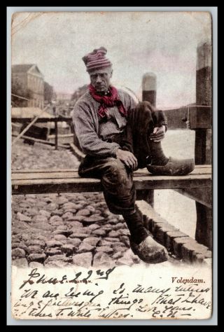 Netherlands Man Sitting On Pier 1903 Brooklyn York Rpo Fourth Shore Postcar