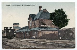 Rock Island Railroad Depot Burlington Colorado Postcard