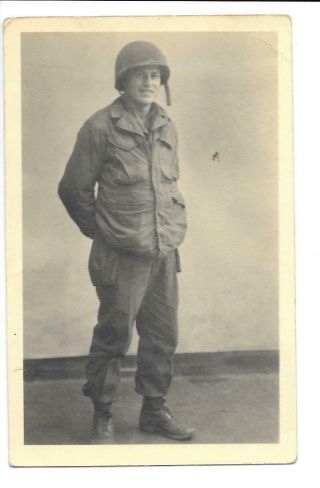 Rppc Real Photo Postcard Portrait Of Soldier Private Us Army Examiner Uniform