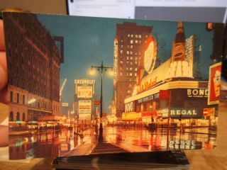 Vintage Old Postcard York City Times Square Pepsi Cola Sign Chevrolet Loews