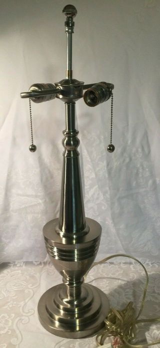 Vintage Frederick Cooper Silver Tone Dual Light Trophy Urn Style Table Lamp