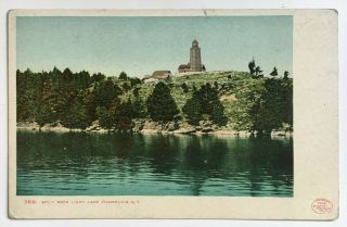 1906 Ny Postcard Lake Champlain York Split Rock Light Lighthouse (detroit)