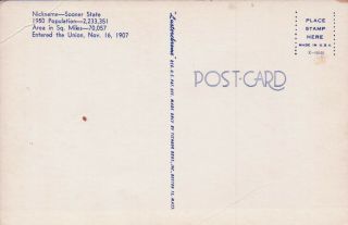 Greetings from OKLAHOMA Vintage Map Postcard 2