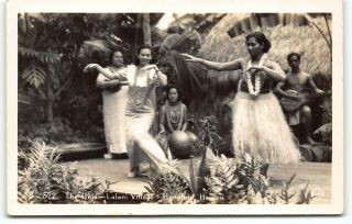 1930s Lovely Lalani Village Hula Dancers - Kodak Hawaii Real Photo Postcard Rppc