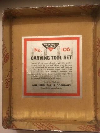 Vintage Millers Falls carving chisels set No.  106. 3