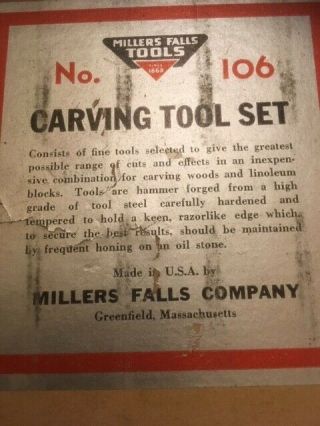 Vintage Millers Falls carving chisels set No.  106. 4