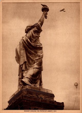 Moisant Circling Statue Of Liberty Vintage 1910 Photo Print Airplane Aviation
