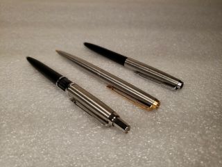 Vintage Retro Black&stainless Jotter Pens One W/calander Stainless Gold Pencil