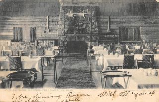 Old Faithful Geyser - Yellowstone Park,  Wy Hotel Interior 1905 Vintage Postcard