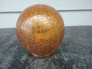 Vintage Blown Amber Crackle Glass Globe Lamp Shade 6 " Round Shade