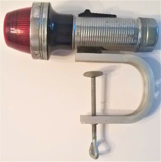 Vintage Clamp - On Boat Bow Safety Flashlight Chrome Red Green Lens