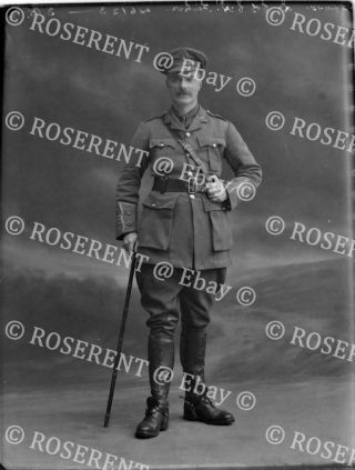 1915 The Norfolk Regiment - Lt Col O H Fisher 1 Glass Negative 22 By 16cm