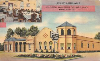 E38/ Columbus Beechwold Ohio Roadside Postcard 1939 Henri Boyd High Street