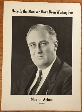 Franklin D.  Roosevelt Fdr 9x12 Poster Window Sign 1932 Campaign For President