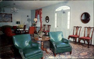 Towne Point Motel Dover Delaware Green Chairs Antique Furniture Lobby 1950 - 60s