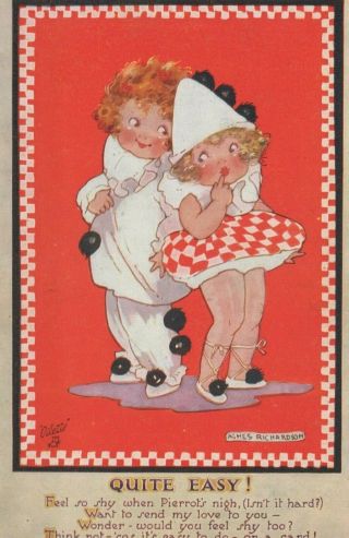 Vintage Postcard 2 X Agnes Richardson Artist Little Pierrot Series 1920s