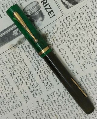 Vintage Sheaffer Senior Fountain Pen - Jade Green Flat Top,  Unrestored