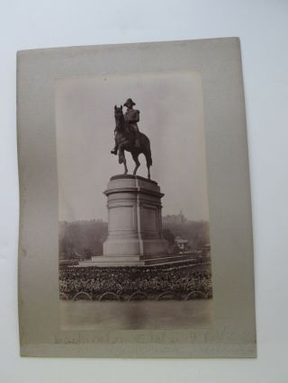 1880s Cabinet Card,  Washington Statue,  Public Garden By Frank John Whitney,  Plus
