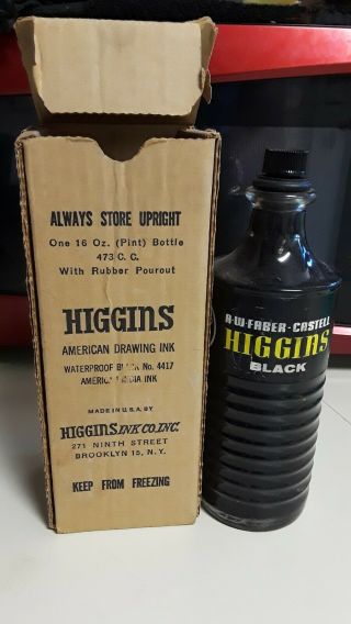 Vintage Higgins American India Ink Drawing 16 Oz Bottle