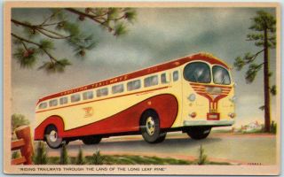 Vintage 1940s Advertising Postcard " National Trailways Bus System " Nc Virginia