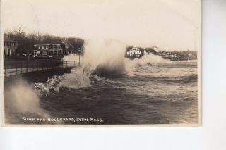 M & G Real Photo Postcard Mailed Surf And Boulevard Lynn Ma Mass 077