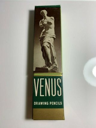 Vintage Venus Drawing Pencils Box W/ 12 Pencils - F Medium 3820