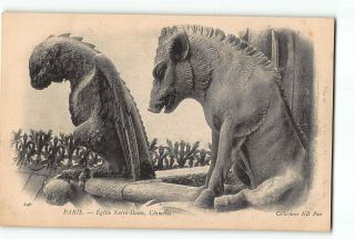 Paris France Postcard 1901 - 1907 Notre Dame Chimeras