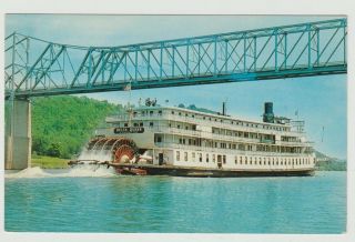 Indiana Madison,  In To Milton,  Ky Vintage Postcard S.  S.  Delta Queen Under Bridge