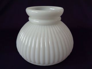 Vintage White Milk Glass Ribbed Hurricane Lamp Shade 5 - 3/4 "