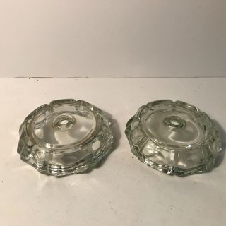 Antique Pair Clear Glass Art Deco Electric Bedroom Table Lamp Large Base