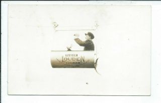 Fairfield Ia Iowa Rppc Postcard Advertising Man Sitting Louden Litter Carrier