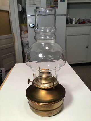 Vintage Kaadaan Brass Oil Lamp With Chimney
