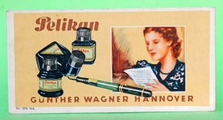 1930 ' s Vintage German PELIKAN Gunther Wagner Advertising Blotting Paper 2