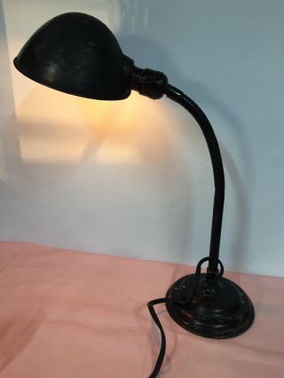 Vintage Mcm Brown Metal Sphere Gooseneck Desk Lamp Work Bench Retro Office Dec