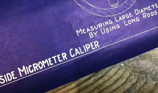 Vintage Starrett Co.  “ Uses For Starrett Inside Micrometer Caliper” Poster 3